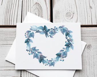 Corona di cuori blu - set di 5 biglietti