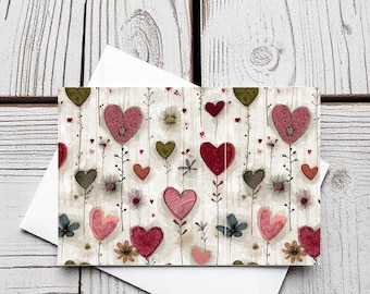 Fiori a forma di cuore multicolore - set di 5 biglietti vuoti