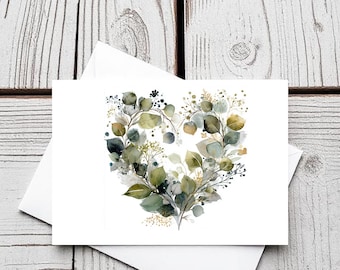 Corona di cuori di eucalipto - set di 5 biglietti