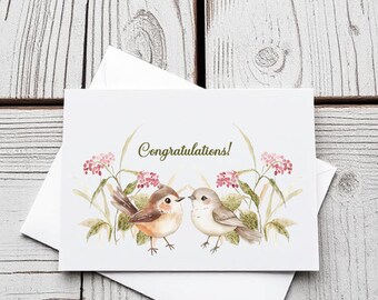 Simply 2 birds - CONGRATULAZIONI - set di 5 biglietti vuoti