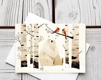 Set di 4 biglietti da visita Winter Bears & Cardinals