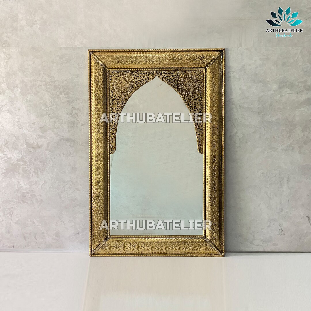Wall Mirror Large Silver and Gold Color Handmade Engraved Etsy