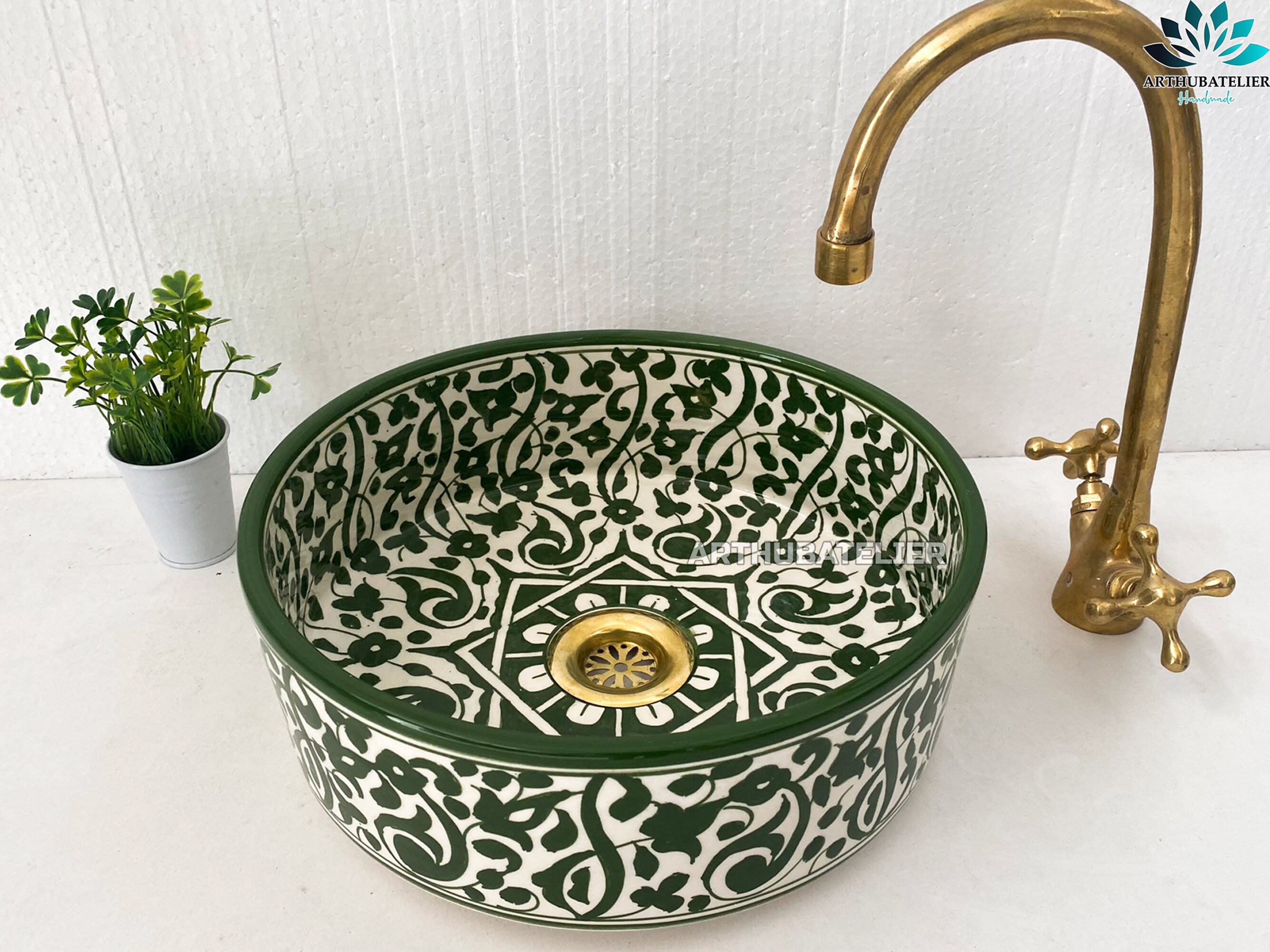 Green Bathroom Vessel Sink Made From Ceramic 100 Handmade Etsy UK