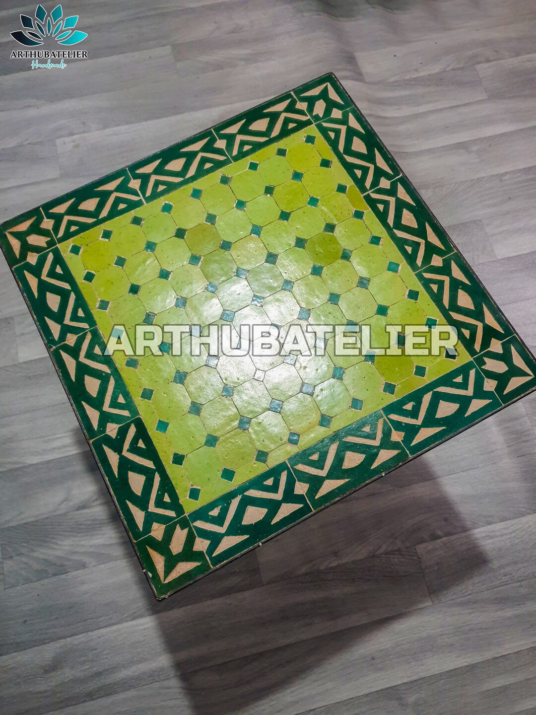 Mosaic Table Square Green Colors for Outdoor and Indoor 100 Etsy
