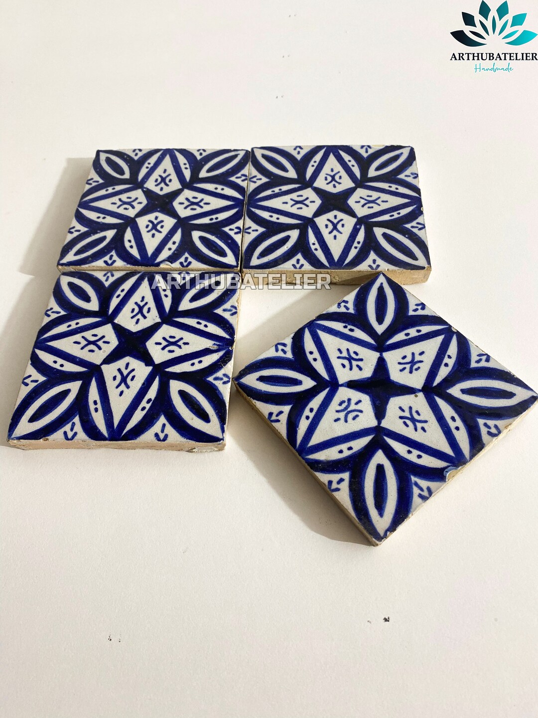 Blue and White Tiles Hand Painted Tiles 4x4 100 Handmade for Bathroom