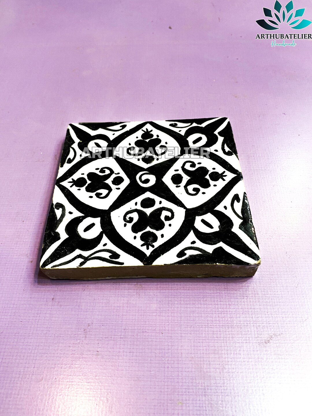 4x4 Tiles Black and White Hand Painted Ceramic Bathroom for Wall and