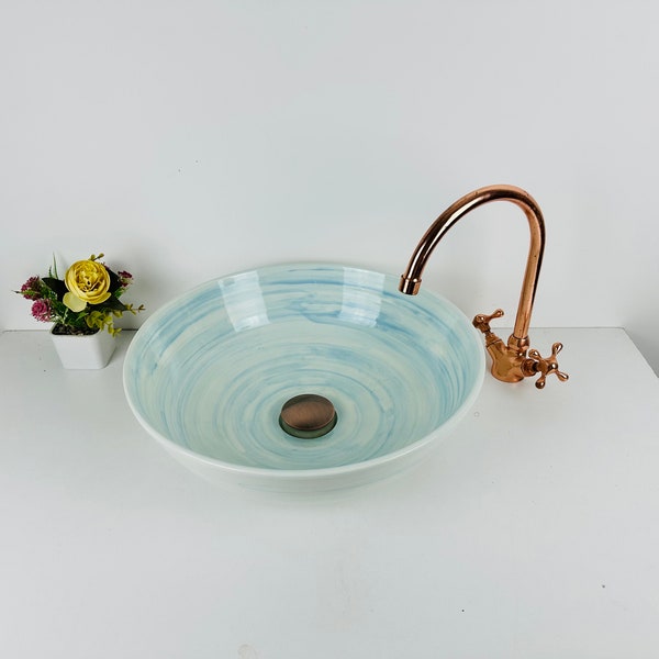 Blue Bathroom Sink Etsy
