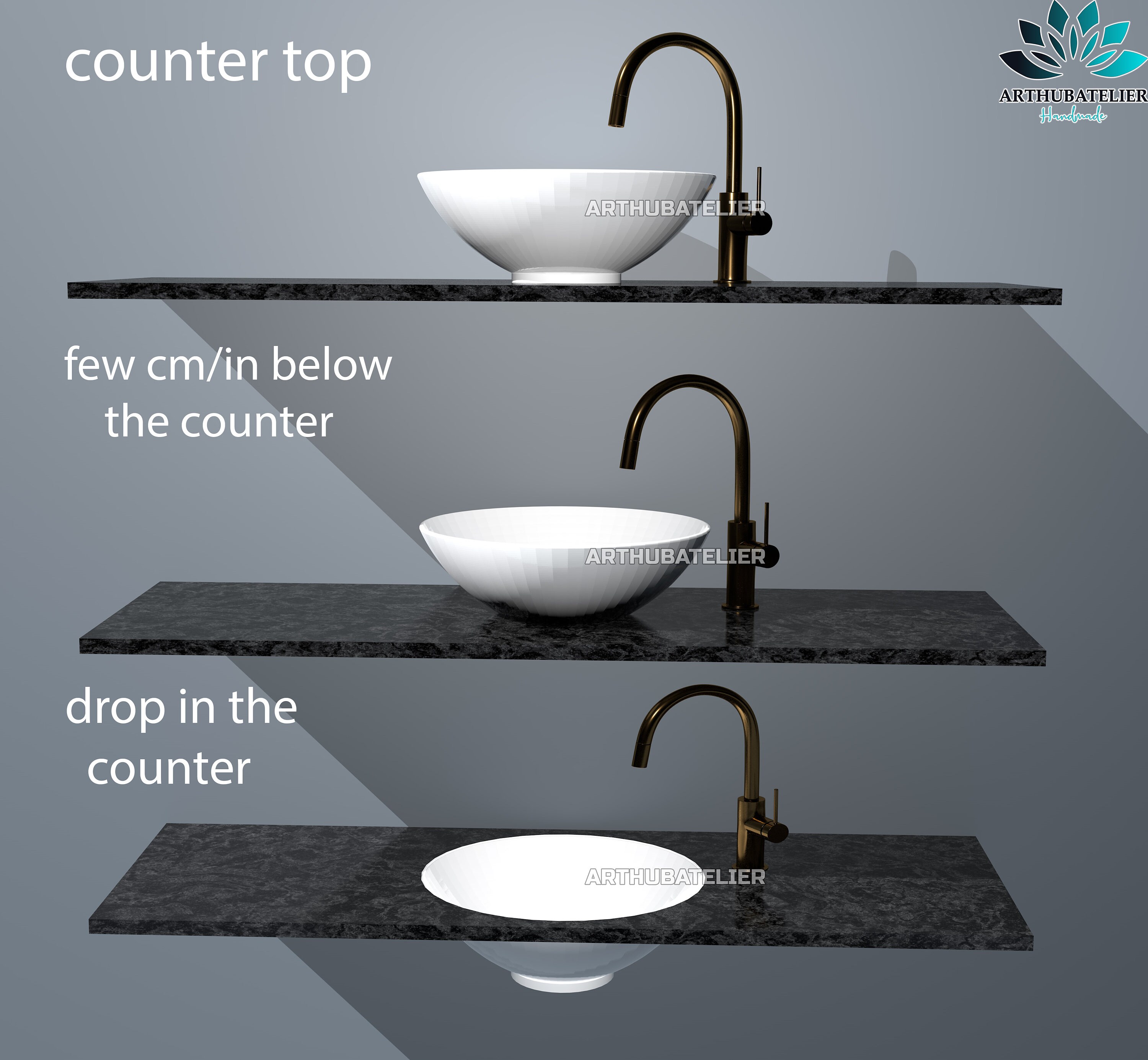 Brushed Brass Rim Bathroom Ceramic Sink 100 Handmade Etsy