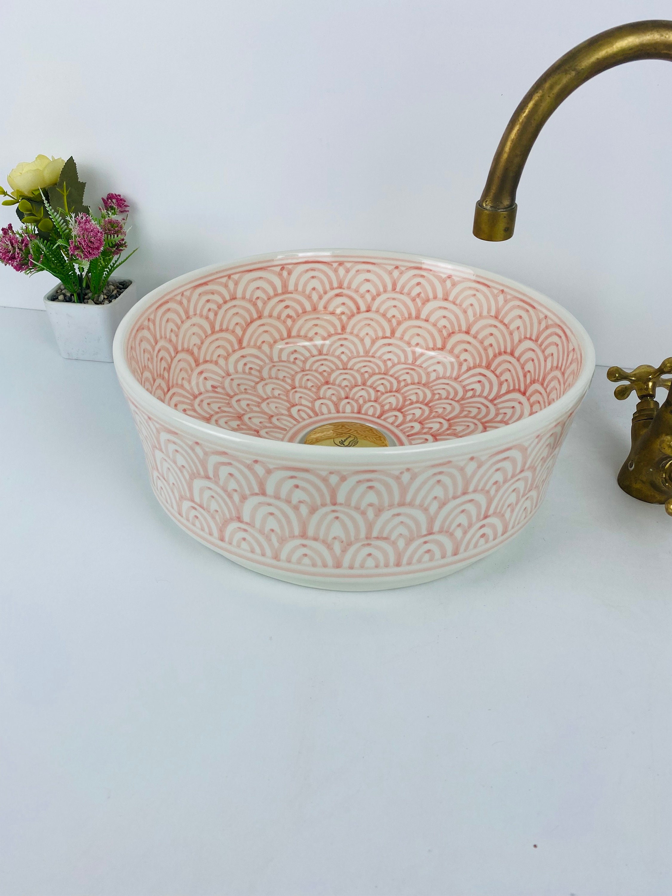 Soporte fregadero cerámica rosa » Doméstica