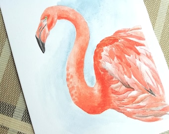 Flamingo watercolor painting original, flamingo bird art, flamingo wall decor , flamingo wall art