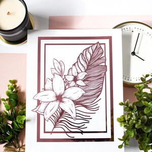 Imprimé en feuille florale | Chrome Foil | Grands caractères