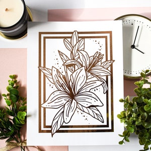 Imprimé en feuille florale | Chrome Foil | Grands caractères