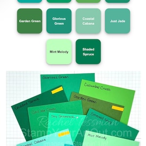 Assorted Greens Retired Stampin Up Card Stock in Bundles of 6 Sheets Each