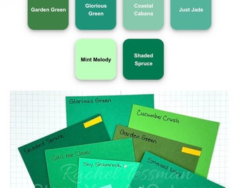Assorted Greens Retired Stampin Up Card Stock in Bundles of 6 Sheets Each