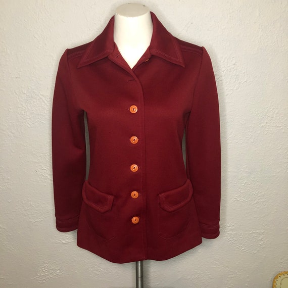 Vintage 60s 70s Polyester Womens Jacket Sports Co… - image 1