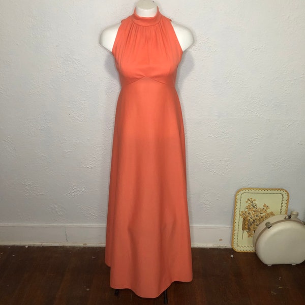 1960s 60s Vintage Dress / Gown - Peach / Salmon Small 2 / 4