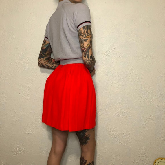 Vintage 60s Mod Handmade Red High Waist Miniskirt… - image 3