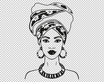 Download Headwrap Svg Silhouette Clip Art Black Woman Head Wrap Jpg Etsy