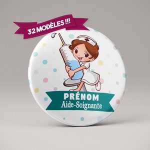 Personalized nurse badge 37mm / 56mm ash / caregiver / medical professions