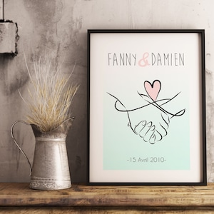 Affiche rencontre carte couple, affiche couple personnalisée avec prénoms date de rencontre, lieu de rencontre, affiche lieu de rencontre