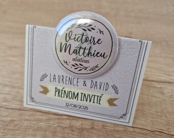 Wedding badge with support model A 37mm first name wedding guest gift table plan