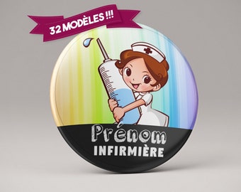 Badge infirmière personnalisé 37mm / ash / aide soignante / métiers du médical