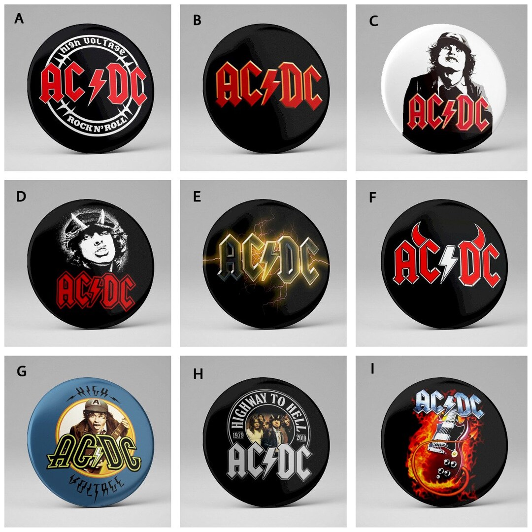 AC/DC Badge 37mm 9 Different Models ACDC - Etsy UK