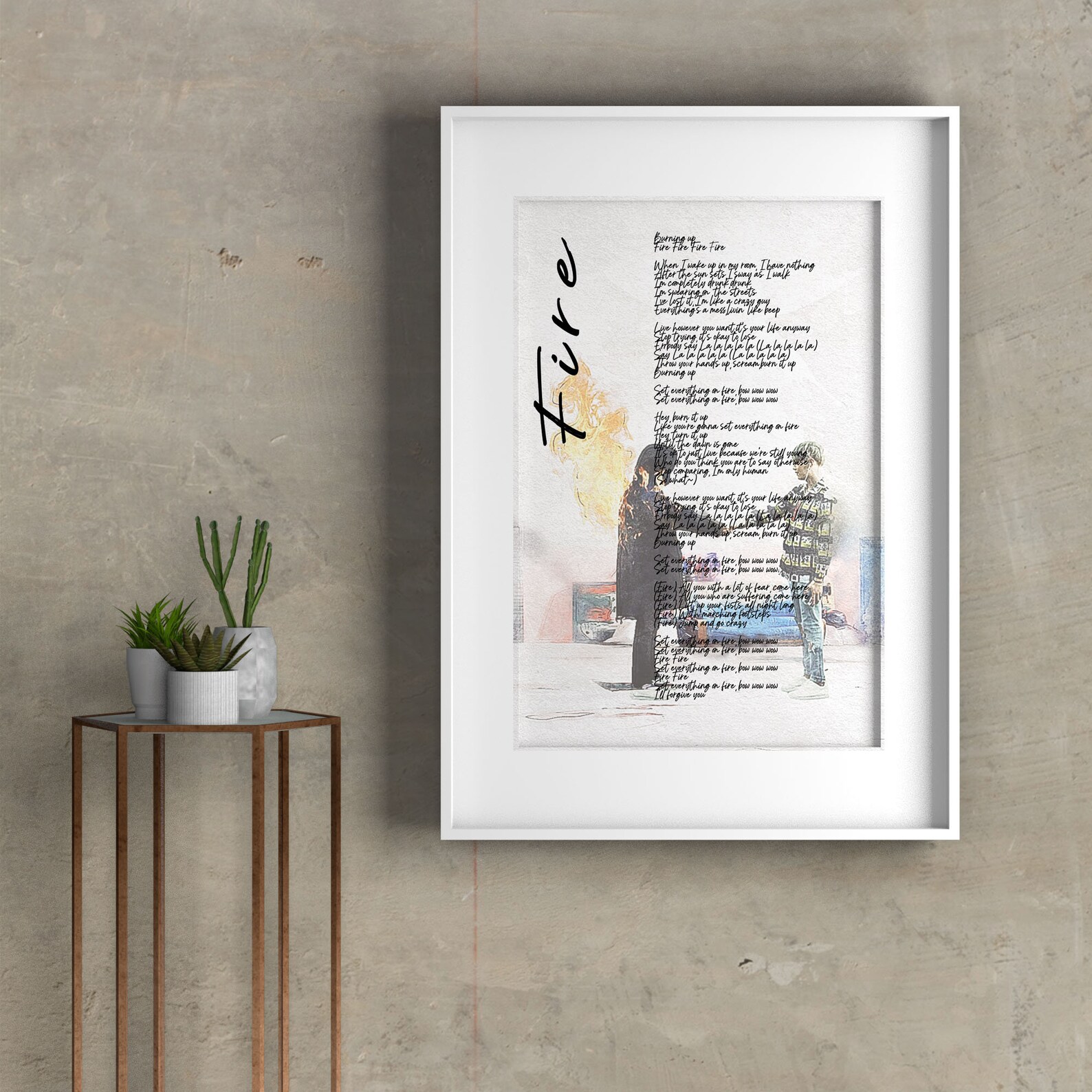 BTS Fire English lyrics Bts print BTS Poster Bts Digital