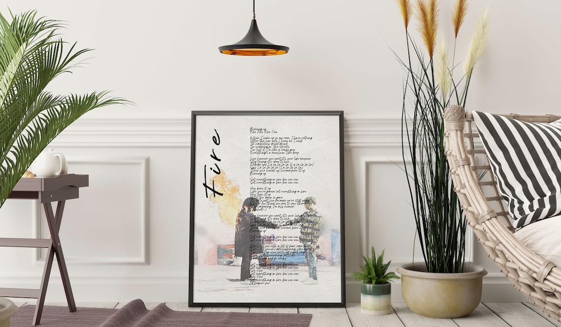 BTS Fire English lyrics Bts print BTS Poster Bts Digital