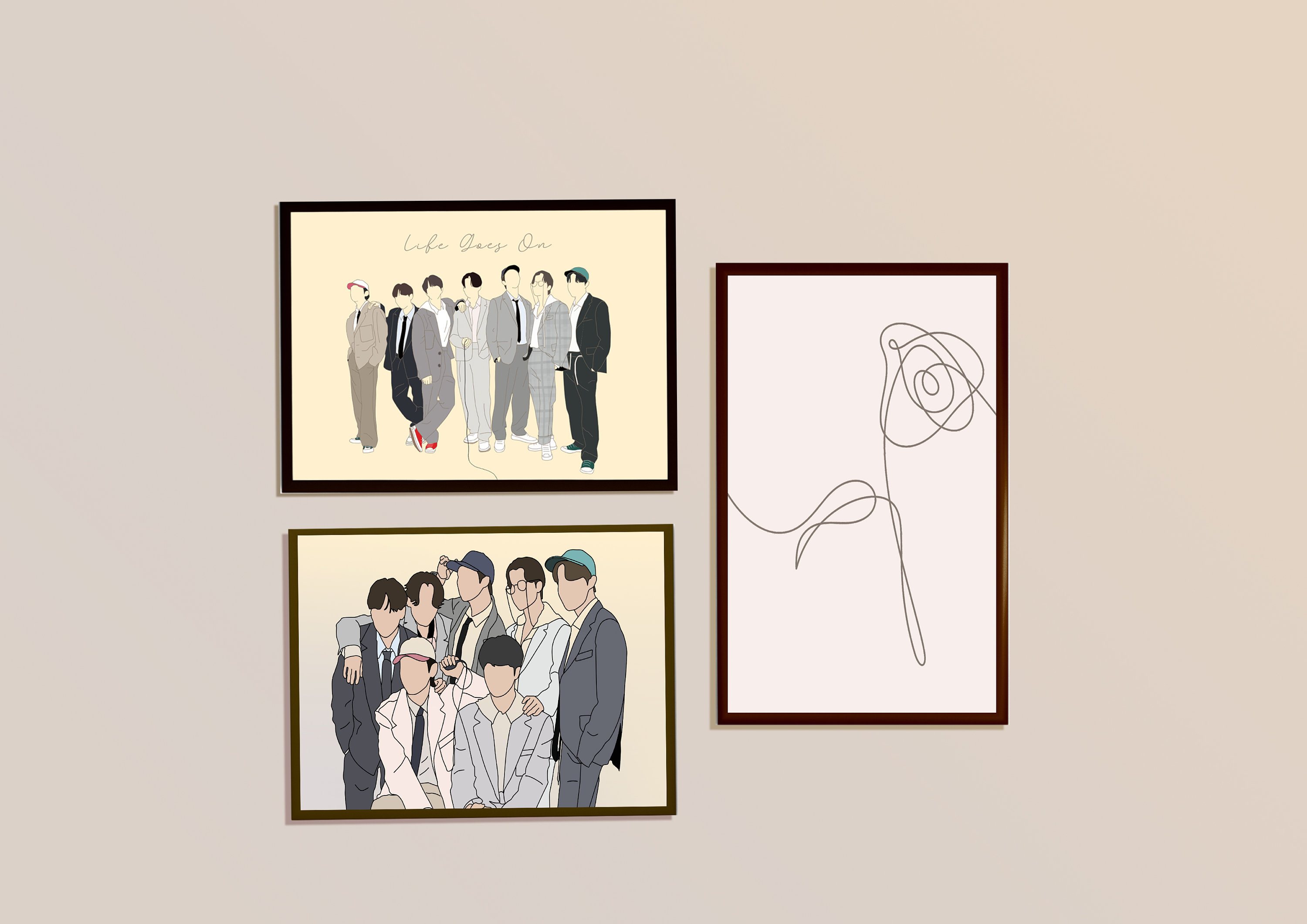 Bts Poster Set Bts Line Art Poster BTS Wall Art BTS Etsy