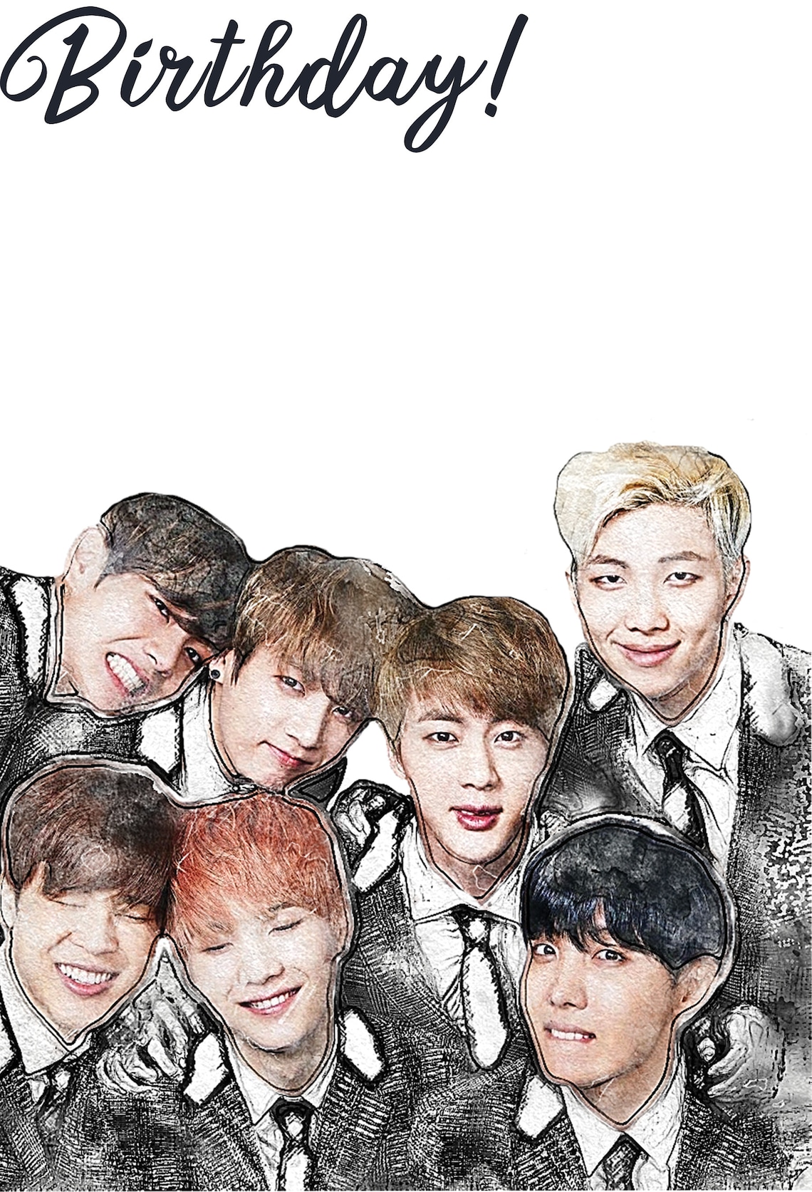 Tarjeta de cumpleaños BTS tarjeta de cumpleaños BTS K-Pop | Etsy