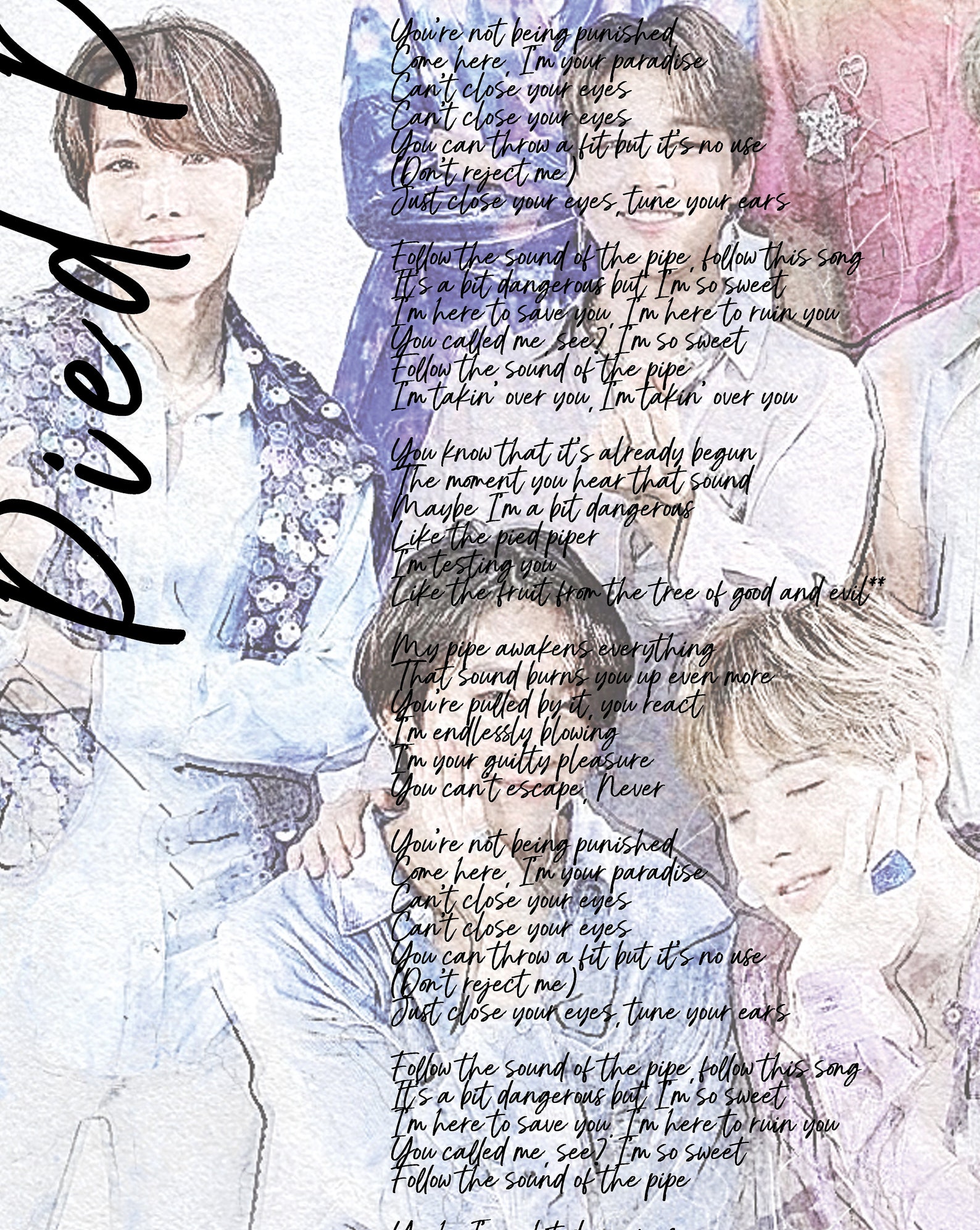 BTS English Lyrics Pied Piper BTS Poster Bts Digital Etsy