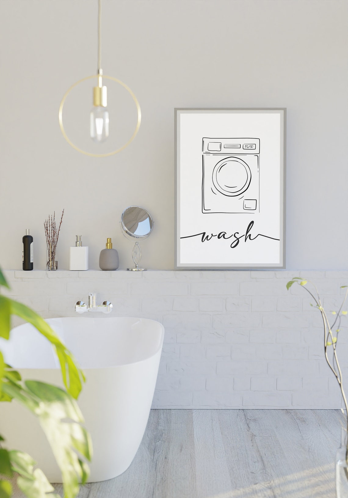 Druckbare Badezimmer Wand-Dekor waschen trocken Falten | Etsy