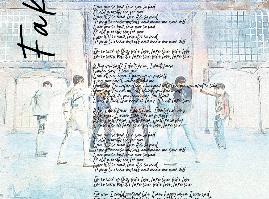 BTS Fake Love English Lyrics BTS Prints Poster bts Digital Etsy