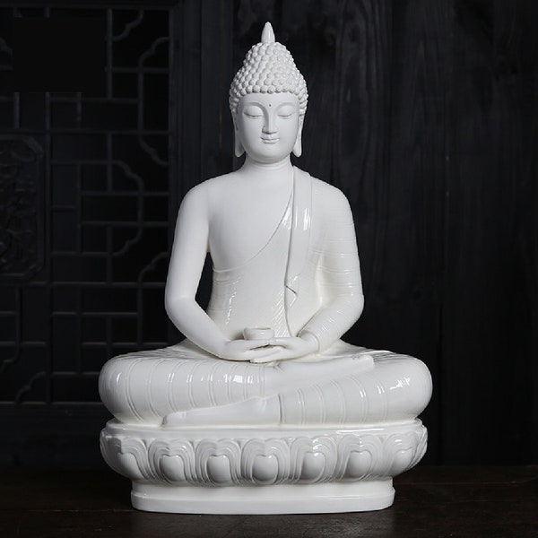 Porcelain Sakyamuni Buddha Statue | Dhyana Mudra | Mindful Gift | Meditation