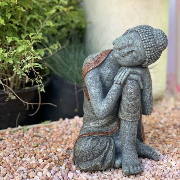 Resting Buddha Statue Display and Decoration | Outdoor Garden Home Living | Meditation | Home and Office Decoration