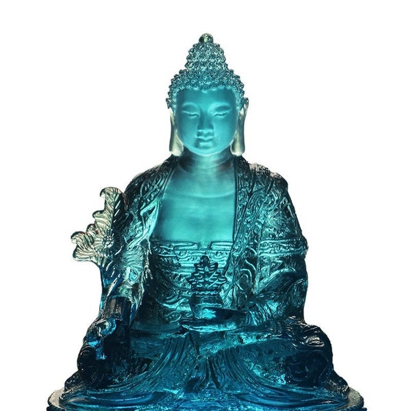 Liu Li Buddha Statue, Medicine Buddha, Wishes for Sentient Beings| Gift for him or her | Liu li Glass Sculputre Ornaments | Religion