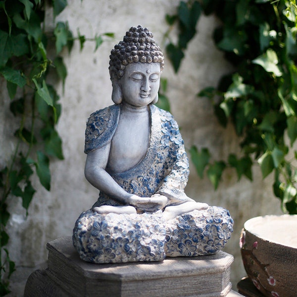 Ornement décoratif fait main de statue de Bouddha | Jardin extérieur Salon Salle d'étude | Religion Spirituel | Offrir un cadeau pour lui