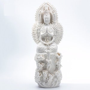 Porcelain Thousand-Armed Guanyin Bodhisattva Statue | Mindful Gift | Meditation | Buddha Statue