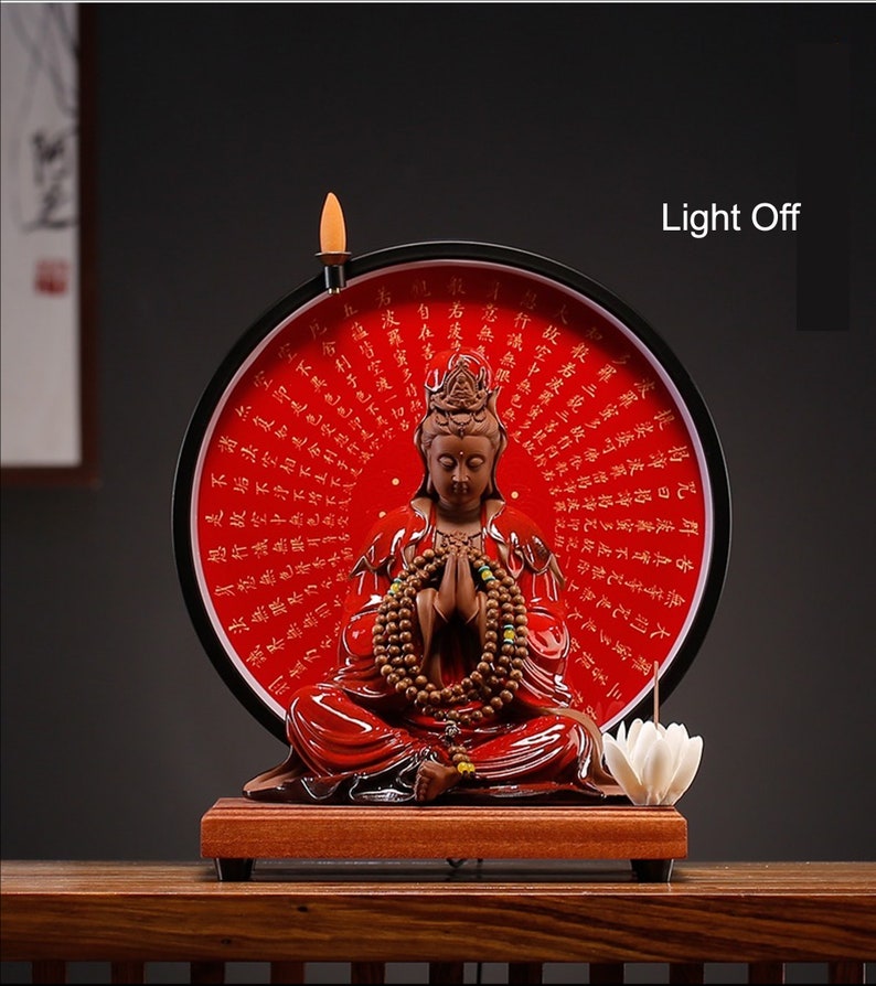 Guan Yin Statue Decorative Set With LED Heart Sutra Buddha Etsy