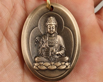 Handmade Guan Yin Amulet Pendant Medallions | Meditation | Protection | Mindful Gift | Blessing Good luck | Kuan Yin | Quan Yin | Kwan Yin