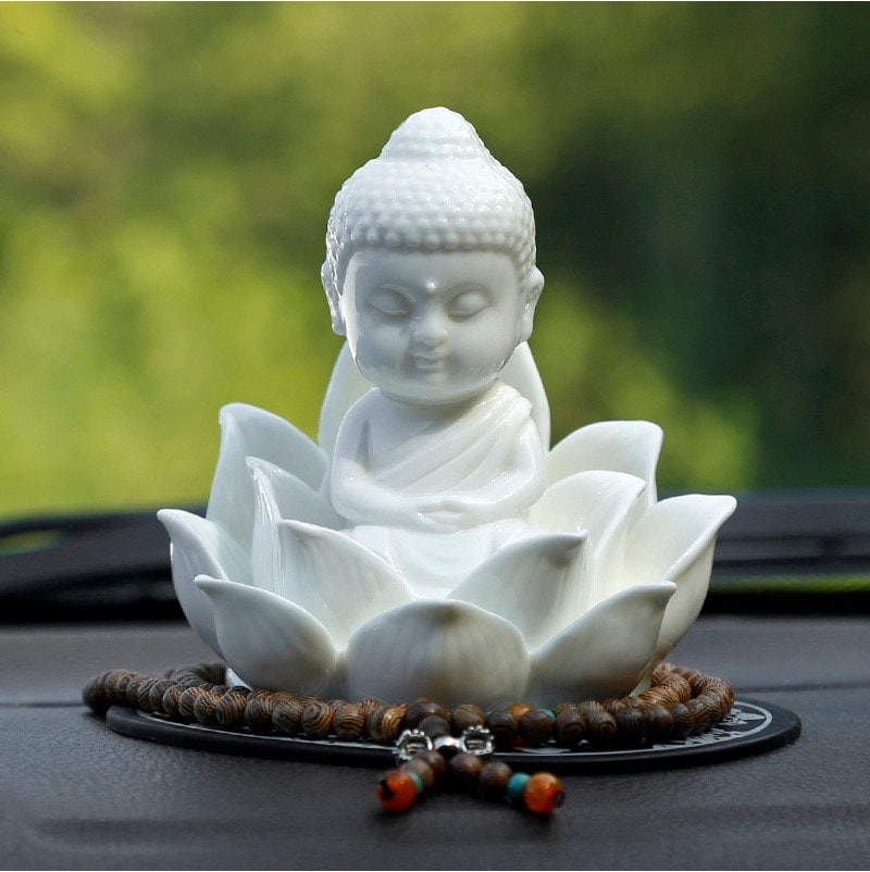 Handgemachte Keramik Buddha Statue Ornament Verschenken für Sie oder Ihn  Viel Glück und Glück Deko Meditationsbuddha mit Lotus -  Österreich