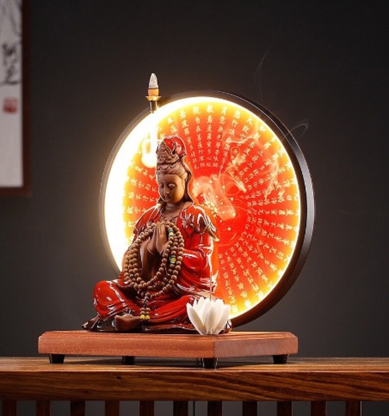Guan Yin Statue Decorative Set With LED Heart Sutra Buddha Etsy