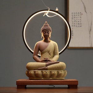 Porcelain Gautama Buddha Statue Decorative Set With LED Light - Etsy