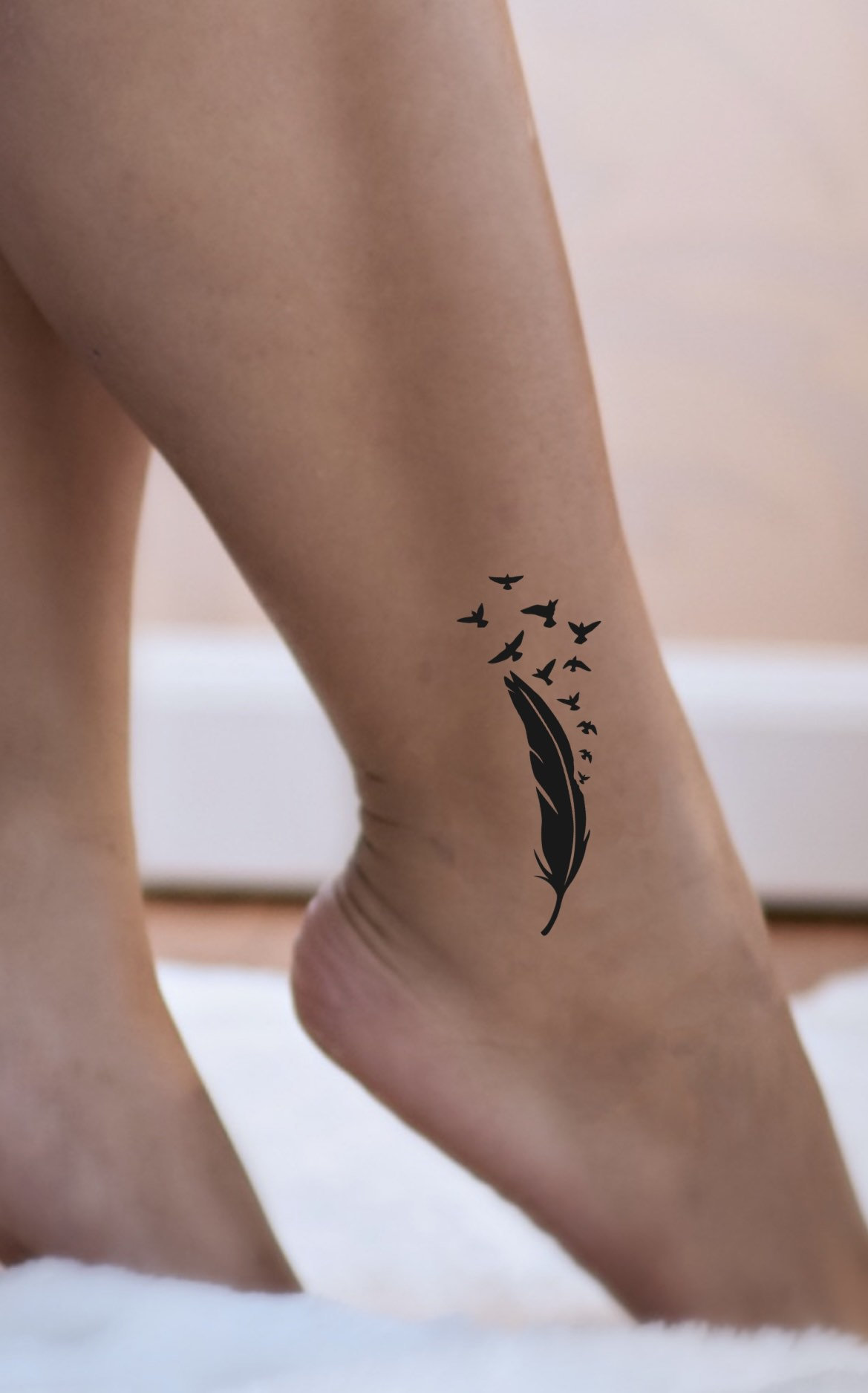 Feather With Flying Birds Tattoo Birds of a Feather Hope - Etsy Norway