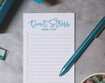 Don't Stress, Make a List Lined Rectangle Notepad