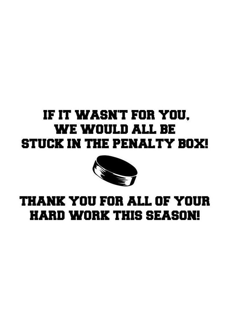 Hockey Team Manager Thank You Card Etsy