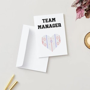 Hockey Team Manager Thank You 5x7 Card with white heart