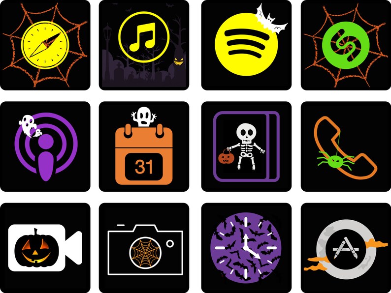 Halloween iPhone App Icons iOS 14 AppSymbole 50 Etsy