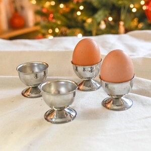 Vintage French Stainless Steel Egg Cups, Set of 4, Made in France